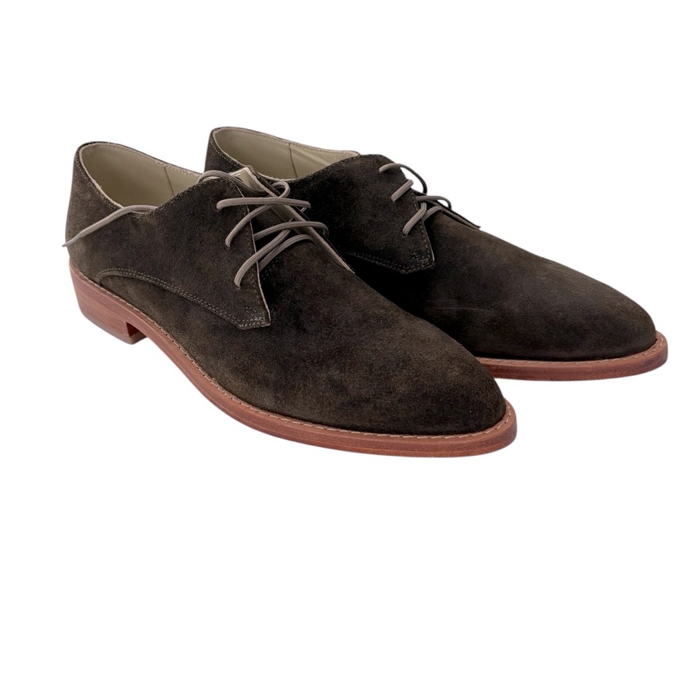 Nisolo James Oxford Olive Green Suede Leather Lace Up Shoes Beautiful Designed